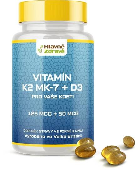 Vitamín K2-MK7 + vitamín D3 rozpuštěný v oleji gelové kapsle