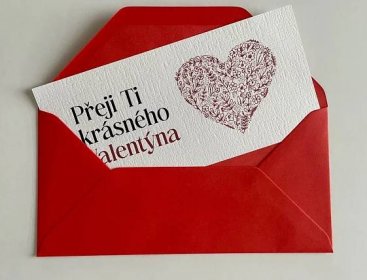 Valentýnské přání s obálkou - červené
