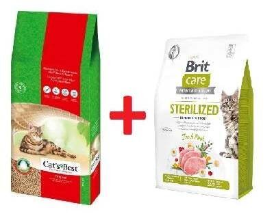 JRS Cat's Best Original (Eko Plus) dřevěné stelivo 40l + BRIT Care Cat Grain-Free Sterilized Immunity Support 7kg SLEVA 3%