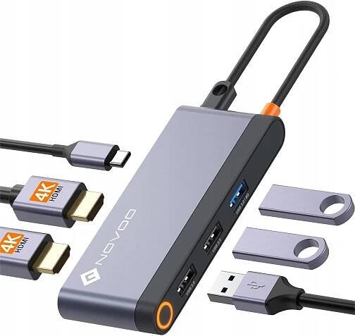 NOVOO USB C HUB DVOJITÝ ADAPTÉR 6V1 HDMI 4K KONCENTRÁTOR