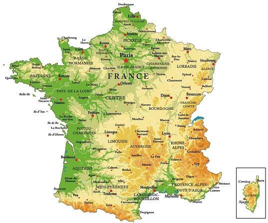 fyzická mapa francie - alsasko stock ilustrace