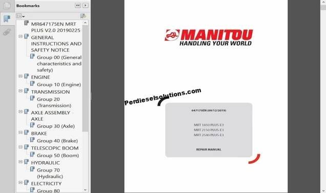 Manitou MRT, MC, MT, MLT, MSI, MHT, MXT, MTX Series Repair & Parts Manual PDF - Image 4