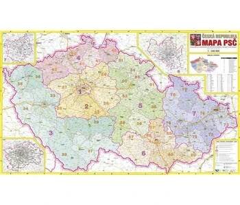 Česká republika PSČ - nástěnná mapa 113 x 70 cm, lamino + 2 lišty