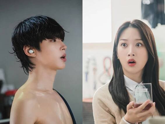 Hwang In-yeop with co-star Moon Ga-yong in a captivating scene Wallpaper