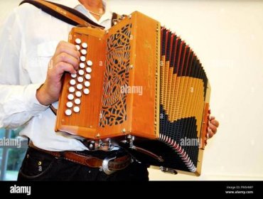 melodion, (English folk concertina) 'in D and G', made by Saltarello, used by morris dancers Stock Photo
