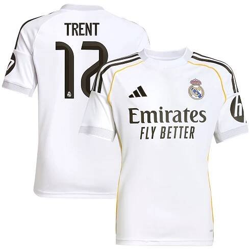 Real Madrid adidas Home Shirt 2025-26 - Kids with Trent 12 printing