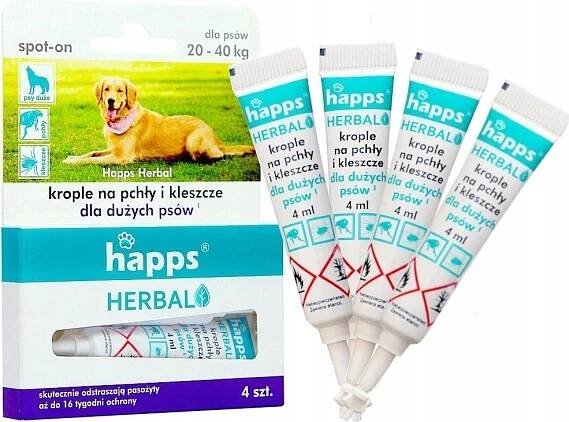 HAPPS Herbal kapky proti blechám a klíšťatům pro velké psy 20-40 kg