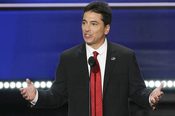 CLEVELAND, OH - JULY 18: Actor/Producer Scott Baio speaks during the first day of the Republican National Convention on July 18, 2016 at the Quicken Loans Arena in Cleveland, Ohio. An estimated 50,000 people are expected in Cleveland, including hundreds of protestors and members of the media. The convention runs through July 21. (Photo by Tasos Katopodis/WireImage)