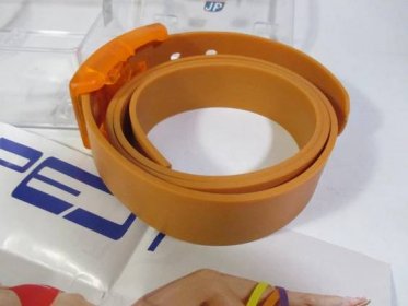 Retro plastový pásek JP - PEJT - oranžový - nepoužitý !  - Módní doplňky