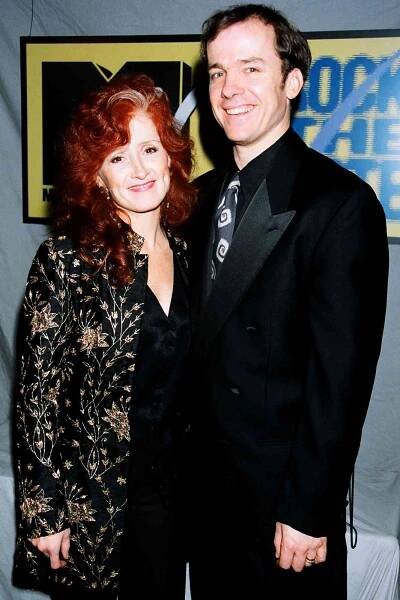 Bonnie Raitt and Michael O'Keefe during 1995 MTV Rock the Vote in Los Angeles, California, United States. 