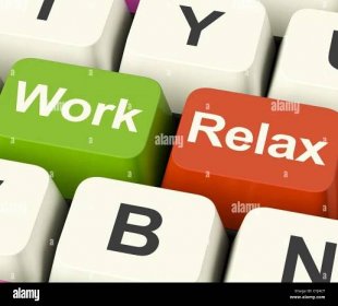 Work Relax Keys Shows Decision To Take A Break Or Start Retirement Stock Photo