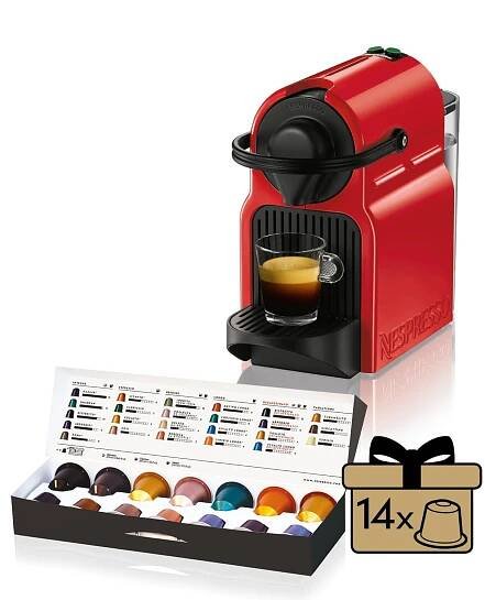 Kapslový kávovar NESPRESSO Krups Inissia XN100110 červená