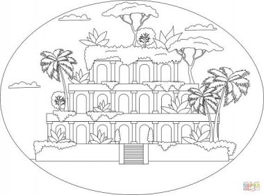 Visuté zahrady babylonu omalovánka | Omalovánky k Vytisknutí Zdarma