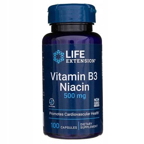 Life Extension Vitamin B3 Niacin 100 kapsle 500 mg