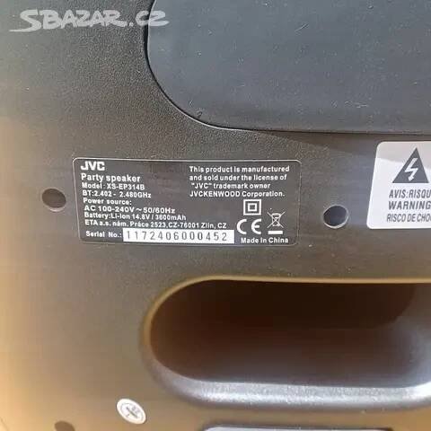 Jvc Bluetooth party reproduktor, 2roky zaruka