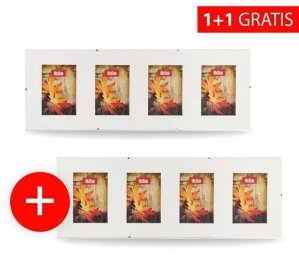 Akce 1+1: Skleněný Clip Fix rámeček Galerie 4foto 10x15 + druhý stejný fotorámeček navíc