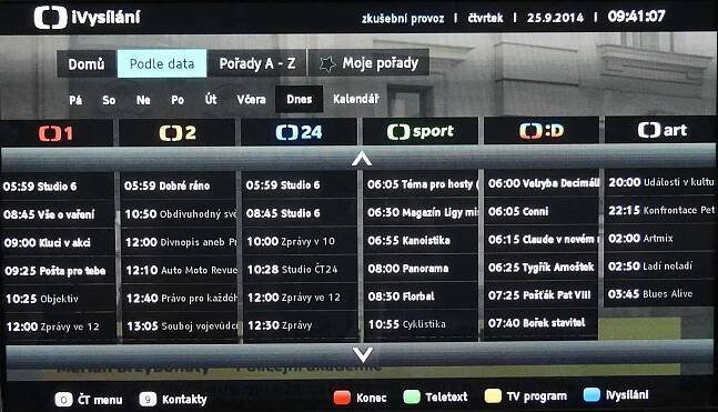 Programy v rámci týdne se vybírají velice šikovně, nad jeho rámec pak máte k dispozici kalendář.