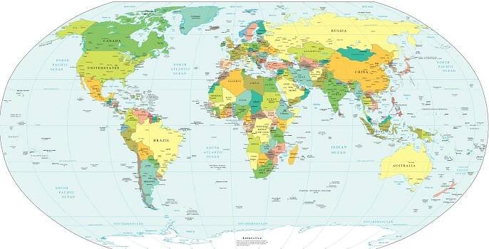 Mapa světa Státy online 2025: Atlas států Zeměpisná