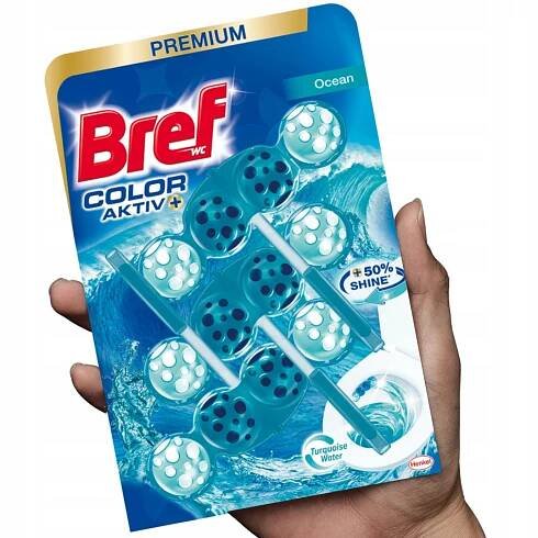 WC závěs Bref Color na toaletu, barvící, MODRÁ VODA, oceán x 3 ks