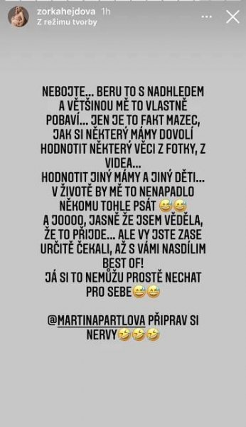 Zorka Hejdová zkritizovala matky na Instagramu. Vtipná reakce Nikol Štíbrové vás pobaví | EVROPA 2