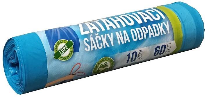 Pytel LDPE modrý zatahovací 60 x 72 cm, 60 l, 25 my, 300 ks