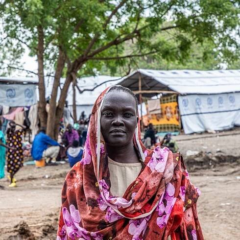 Cholachel and her children arrived in South Sudan after fleeing war-ravaged Sudan. Photo: Alioune Ndiaye
