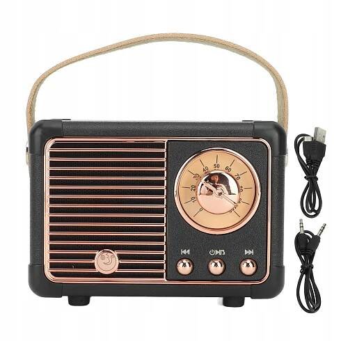 PŘENOSNÉ KUCHYŇSKÉ RÁDIO VE STYLU VINTAGE, STARÝ STYL, MÓDNÍ BLUETOOTH, ČERNÁ BARVA