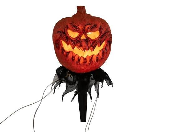 Halloweenské dýně s LED a zápichem, sada 3 ks, 39cm