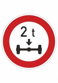 Dopravní značka - B14 - Zákaz vjezdu s vyšším zatížením na nápravu než je značeno