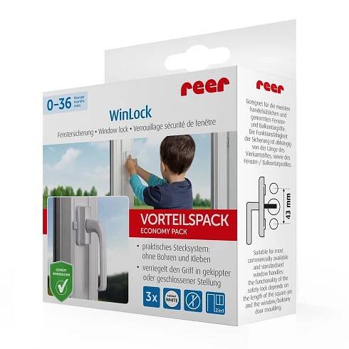 REER Zámek na okna a balk.dveře 3 ks white