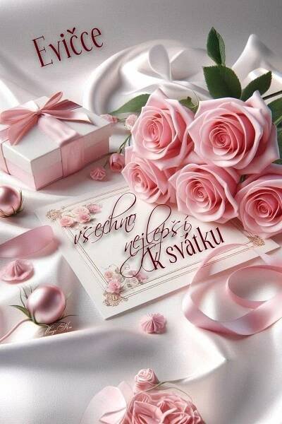 there is a bouquet of pink roses and a card with the words i love you