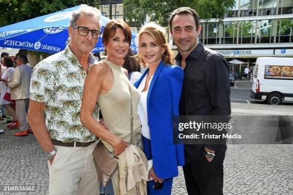 Wolfram Becker, Gerit Kling, Anja Kling and Oliver Haas during the "Oktoberfest: The Musical. Beinah wahr" premiere at Renaissance Theater on July 7,...