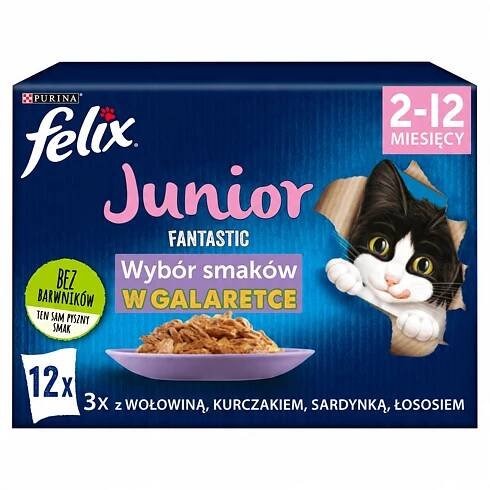 PURINA Felix Junior Fantastic Mokré krmivo pro kočky mix chutí 12x 85 g Značka Felix