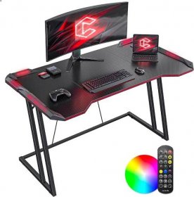 Herní PC stůl - stabilní "Z" konstrukce s LED osvětlením *HA-256C* - Nábytek
