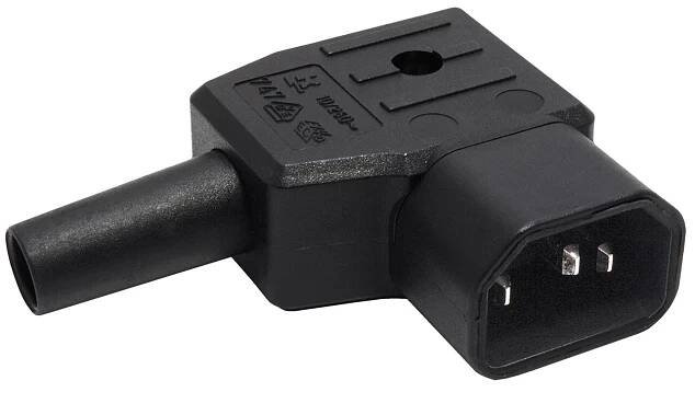 Konektor síťový IEC320 C14 samec, 250V/10A, lomený, na kabel, černý (915.172)