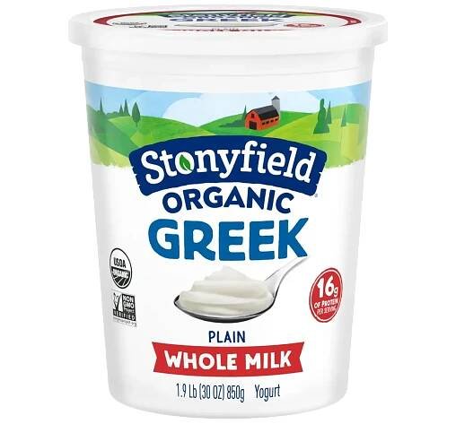 Stonyfield Organic Greek Whole Milk Yogurt, Plain, 30 oz.; Multi-Serving Yogurt - Stonyfield