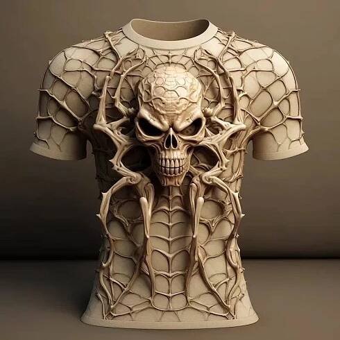 Módní tričko s 3D potiskem Spider pro muže Legrační vzor lebky Trička nadměrné velikosti Léto Ležérní Pulovry s výstřihem do O Krátký rukáv