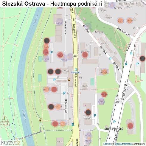 Mapa Slezská Ostrava - Firmy v části obce.