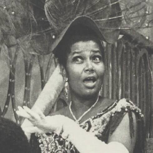 Pearl Bailey in costume as Dolly in "Hello Dolly"
