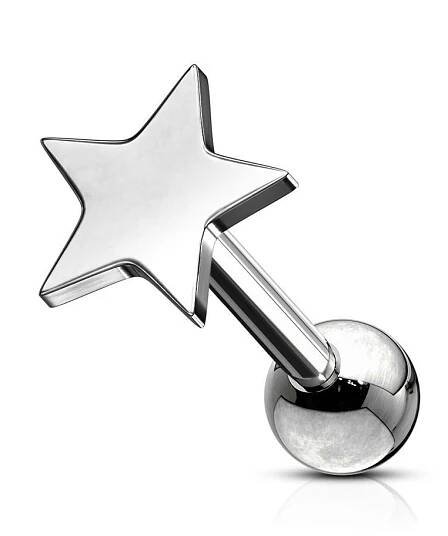 Piercing do ucha Helix / Tragus hviezda strieborný - Dicaro