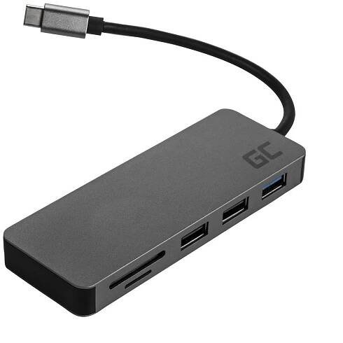 Green Cell AK50 rozbočovač rozhraní USB 3.2 Gen 1 (3.1 Gen 1) Type-C Stříbrná (AK50)