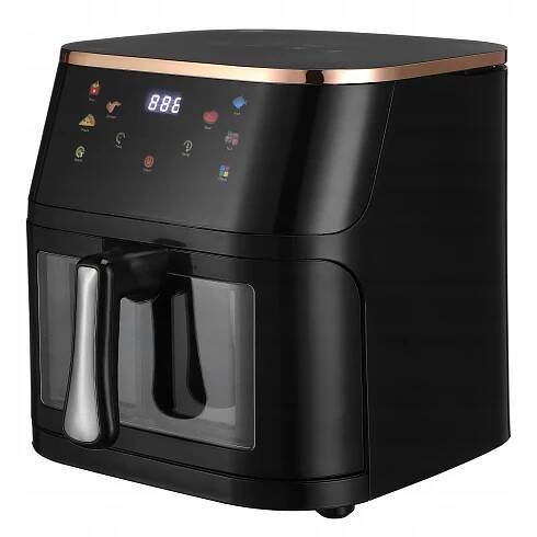 Horkovzdušná fritéza bez tuku 1400W s nepřilnavým povrchem a dotykovým ovládáním, 10 l