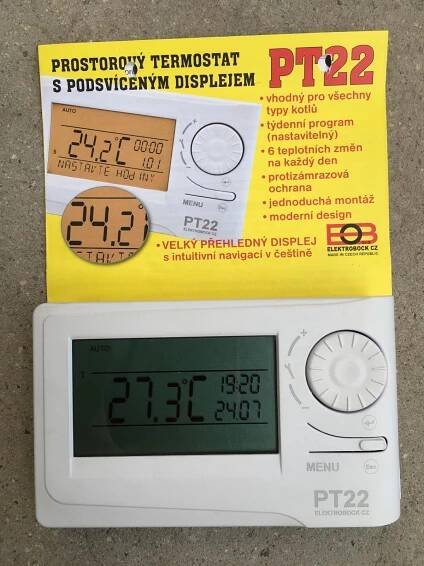 Elektrobock PT22 - Prostorový termostat s podsvíceným displejem