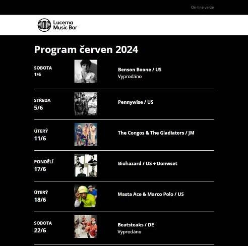 _ Program Lucerna Music Bar ČERVEN 2024