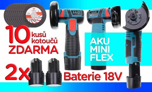 Aku mini Flex 18V + 2 baterie + 10 kotoučů