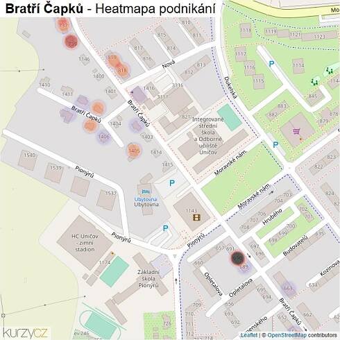 Mapa Bratří Čapků - Firmy v ulici.