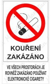 Zákazové tabulky - Zákaz kouření elektronických cigaret ve všech prostorách