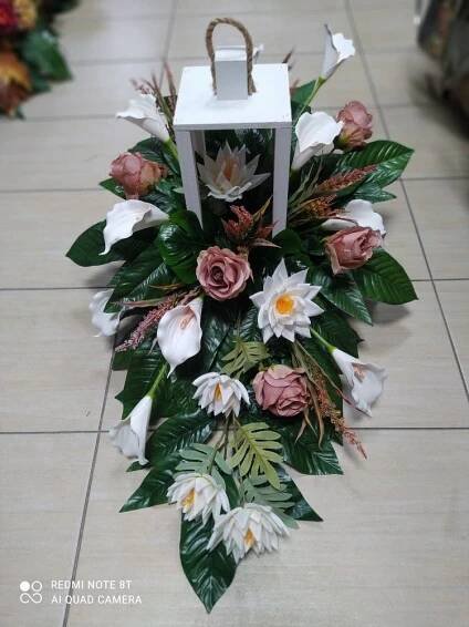 White Box with Flowers and Greenery