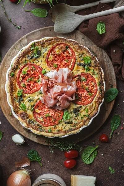 Špenátový kiš s prosciuttom – Quiche