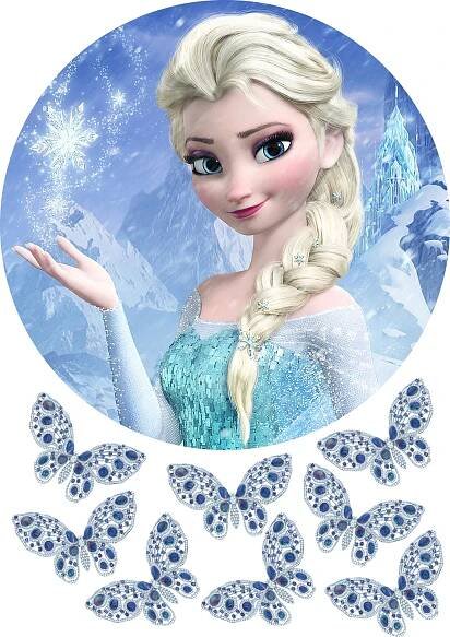 Elsa Anna Frozen, Eiskönigen Tortenaufleger Geburtstag, Zuckerpapier Oblaten